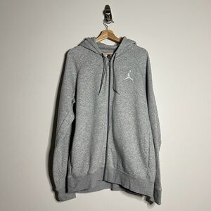 Jordan Embroidered Full Zip Up Hoodie in Grey Size XL